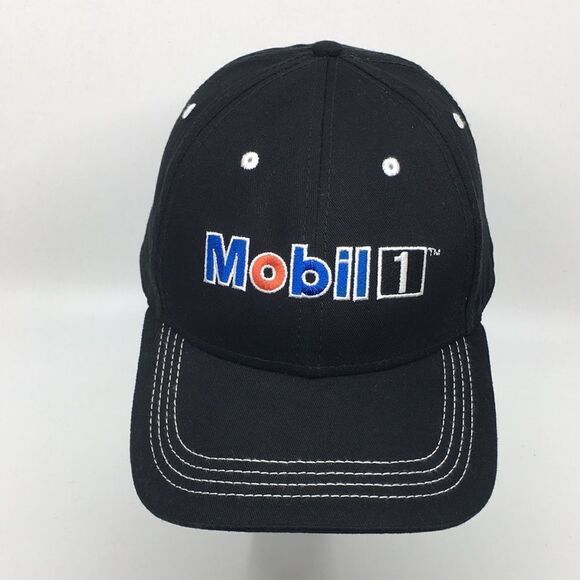 Mobil 1 Motor Oil Black Baseball Cap Hat with Velcro adjustable backstrap - Picture 4 of 15
